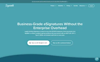 Signwell Homepage With Sign Up Options