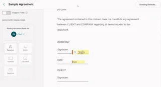 Template Editor Placing Signature Fields