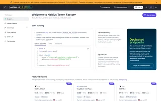 Nebius Token Factory Home With Api Quickstart