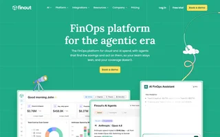 Finout Homepage With Finops Dashboard Panels