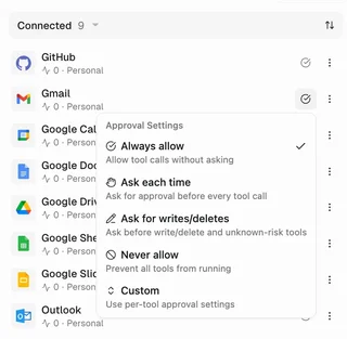 Approval Settings For A Connector Tool