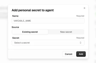 Form For Adding A Secret To An Agent