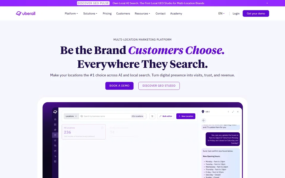 Uberall Homepage