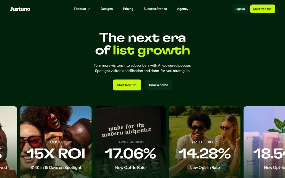 Justuno Homepage