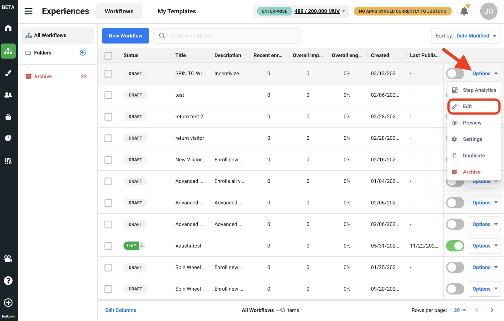 Workflow List