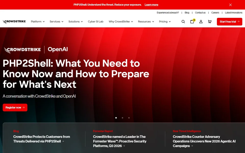 Crowdstrike Homepage With Main Navigation