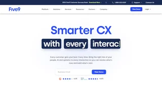 Five9 Homepage With The Smarter Cx Headline
