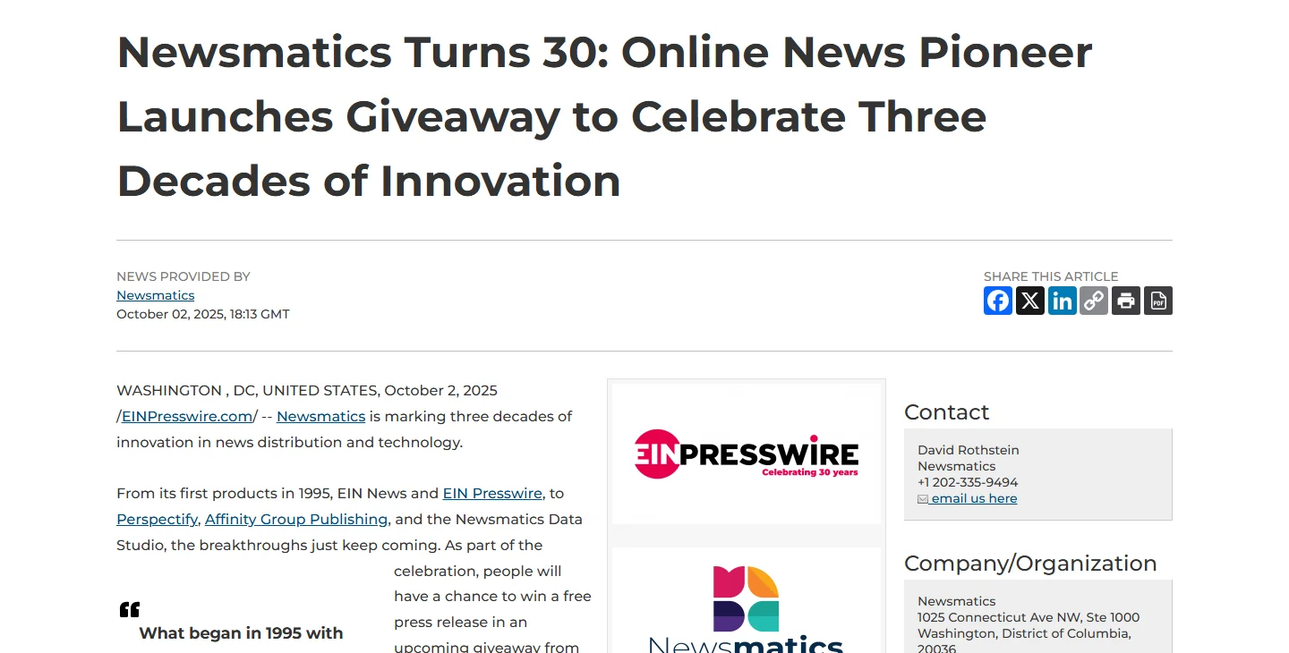 Distributed Press Release Page