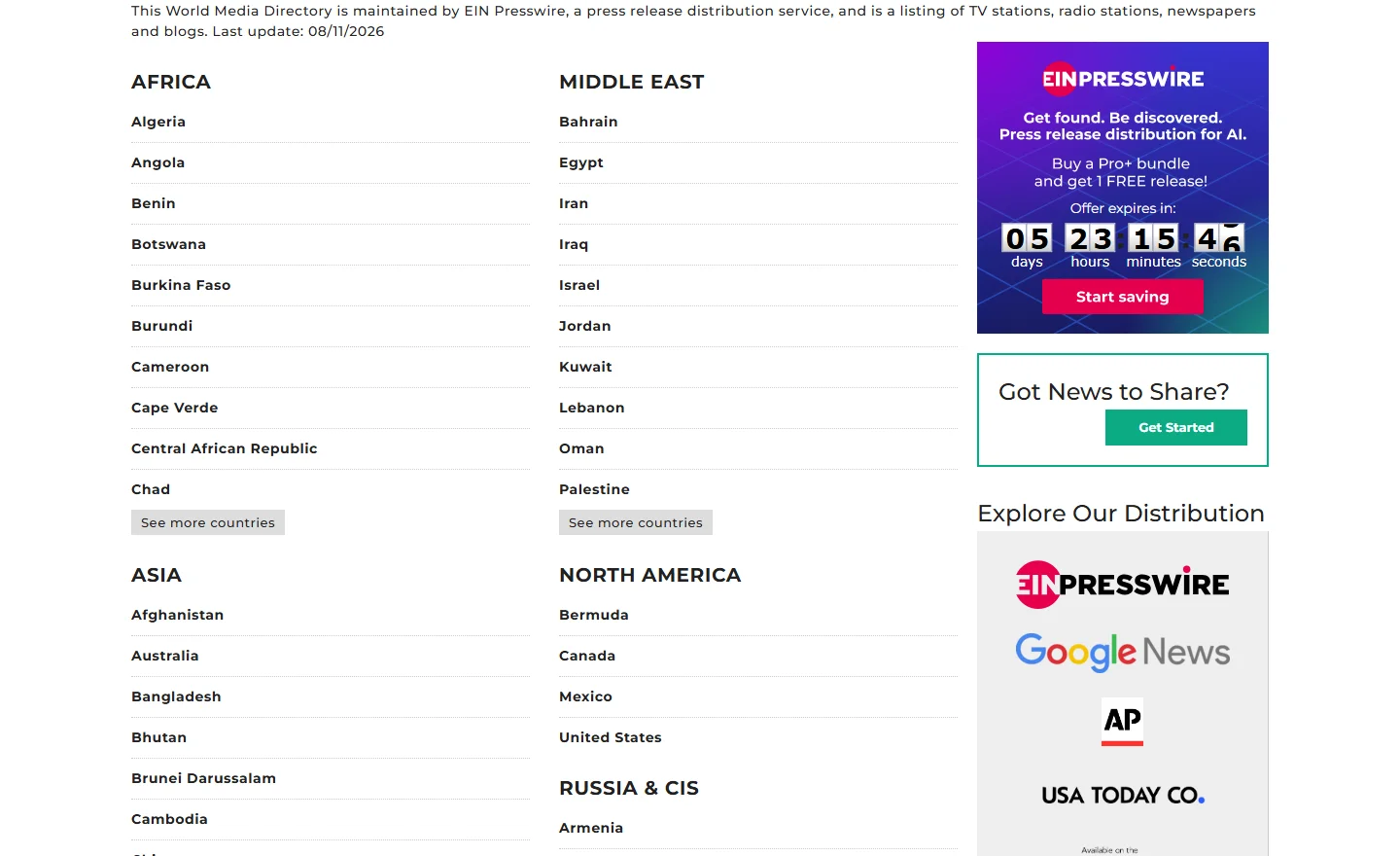 World Media Directory Browser