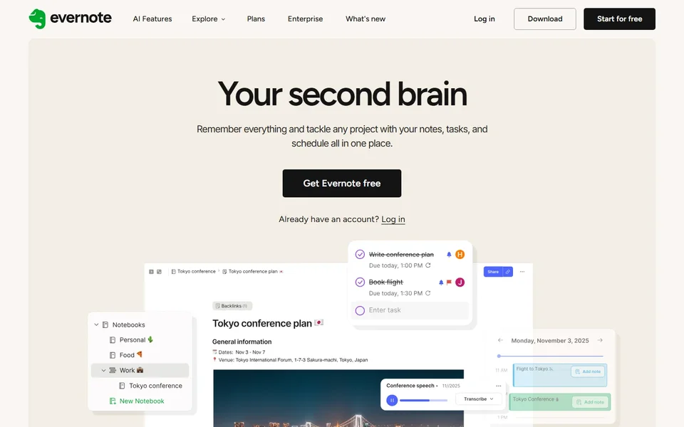 Evernote Homepage