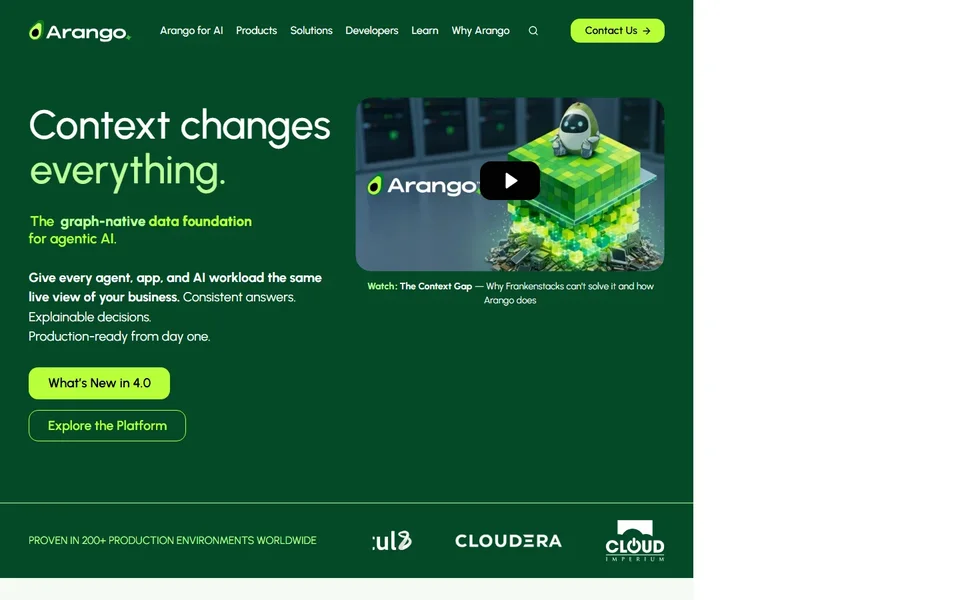 Arango Homepage With The Data Foundation