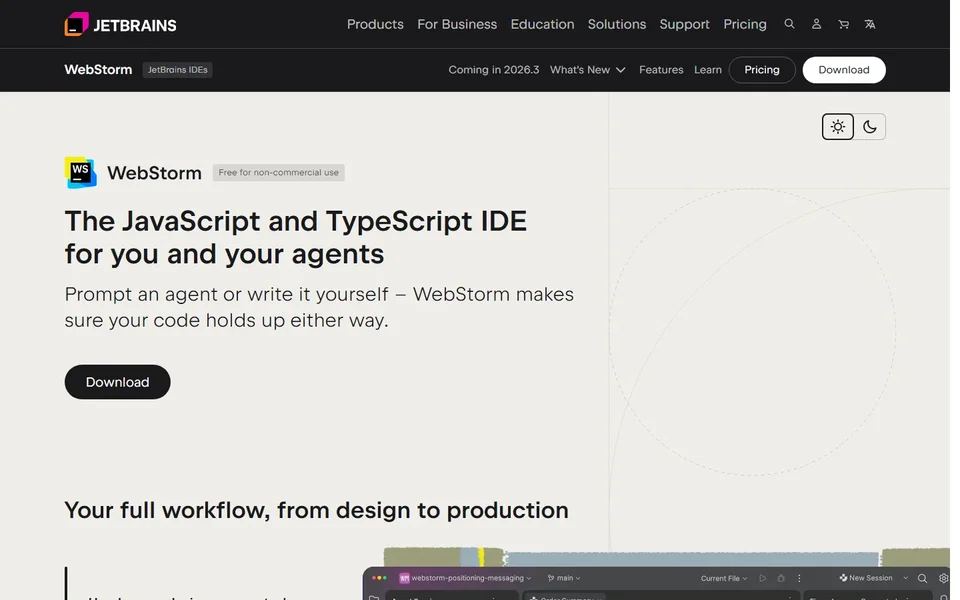 Webstorm Homepage With The Ide Headline