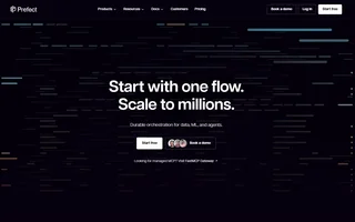 Prefect Homepage With The Start Free Hero
