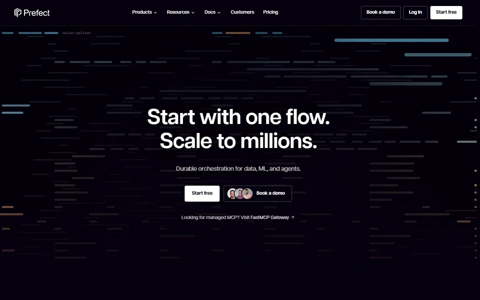 Prefect Homepage With The Start Free Hero