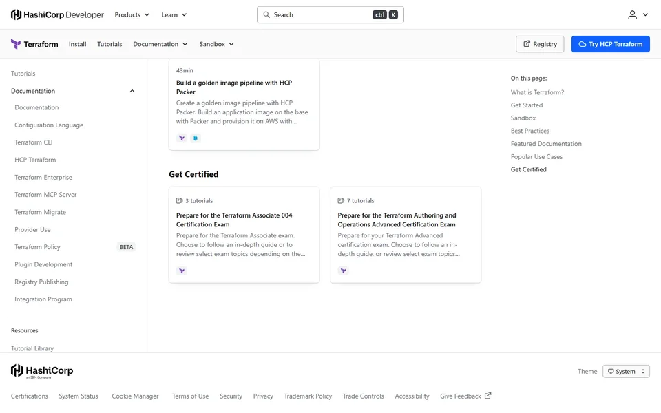 Terraform Developer Docs With Sidebar