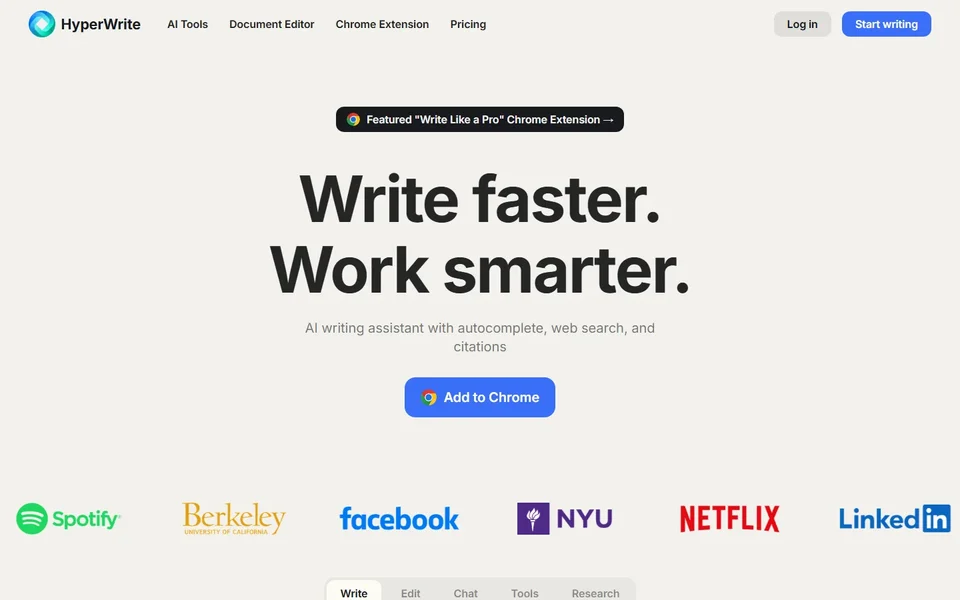 Hyperwrite Homepage With Signup