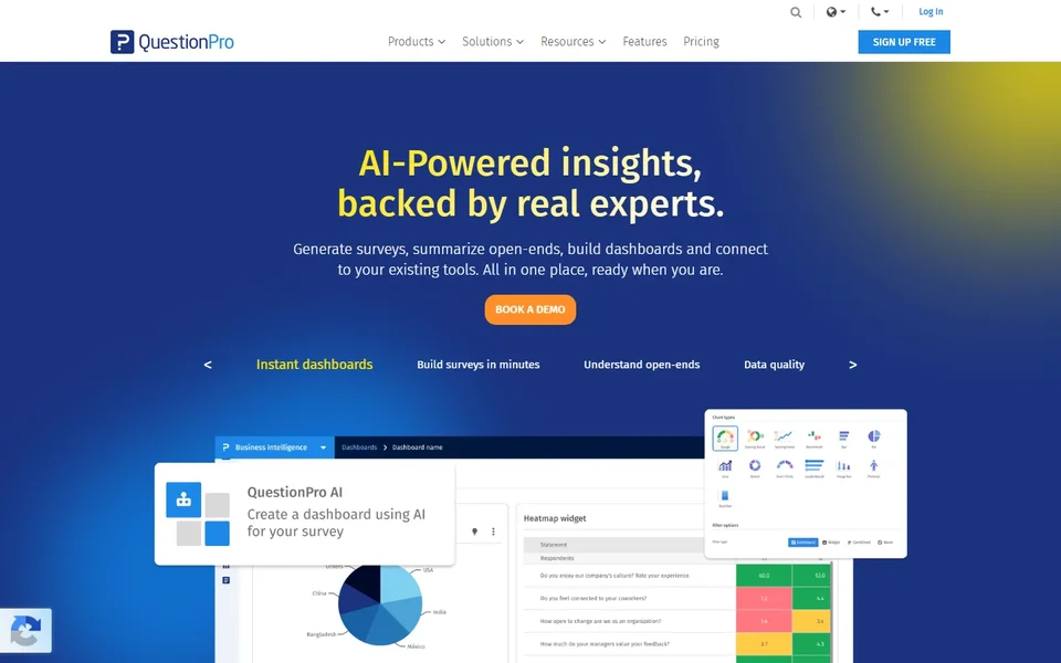 Questionpro Homepage With Ai Dashboard Demo