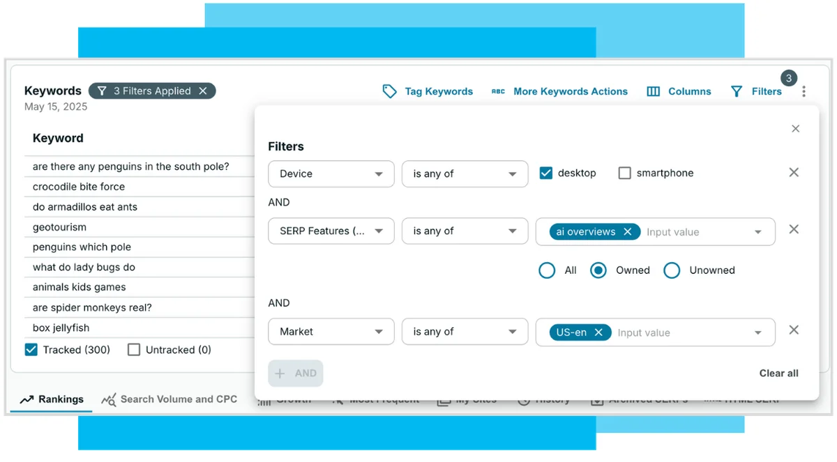 Keyword Filters With Tags Applied