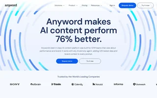Anyword Homepage With Its Headline