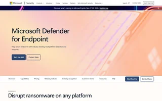 Defender For Endpoint Page Headline And Free Trial