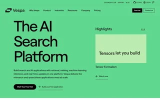 Vespa Homepage With Ai Search Platform Headline