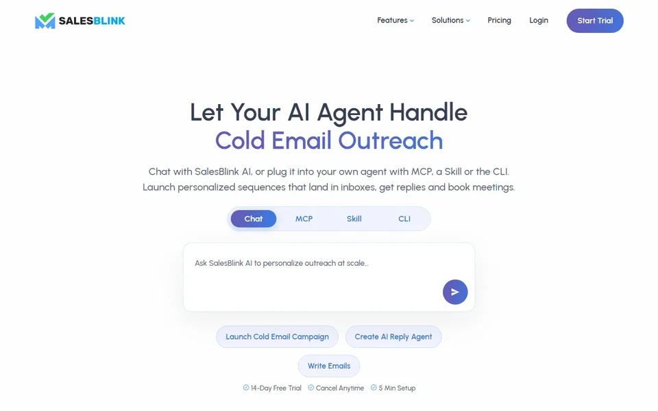 Salesblink Homepage With The Ai Chat Composer