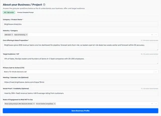 Business Profile Form For The Ai