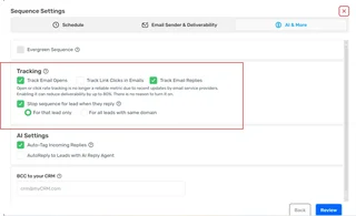 Sequence Settings Tracking