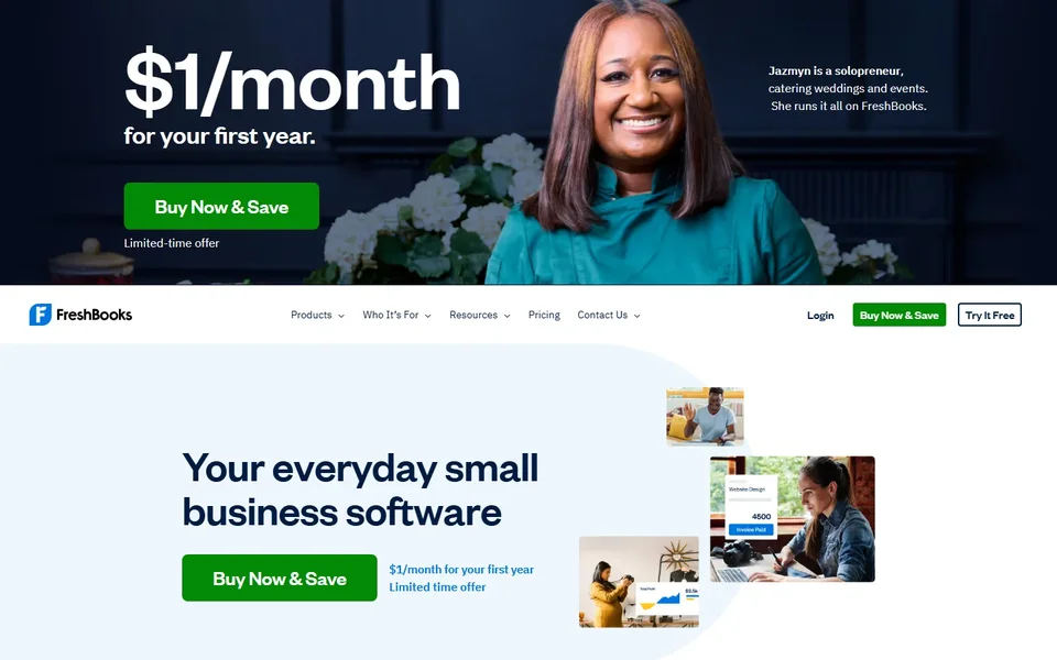 Freshbooks Homepage