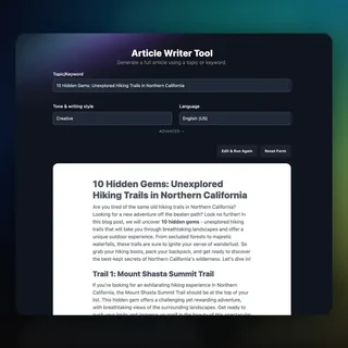 Article Writer With A Generated Article
