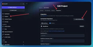 Project Integrations Tab With Wordpress Setup