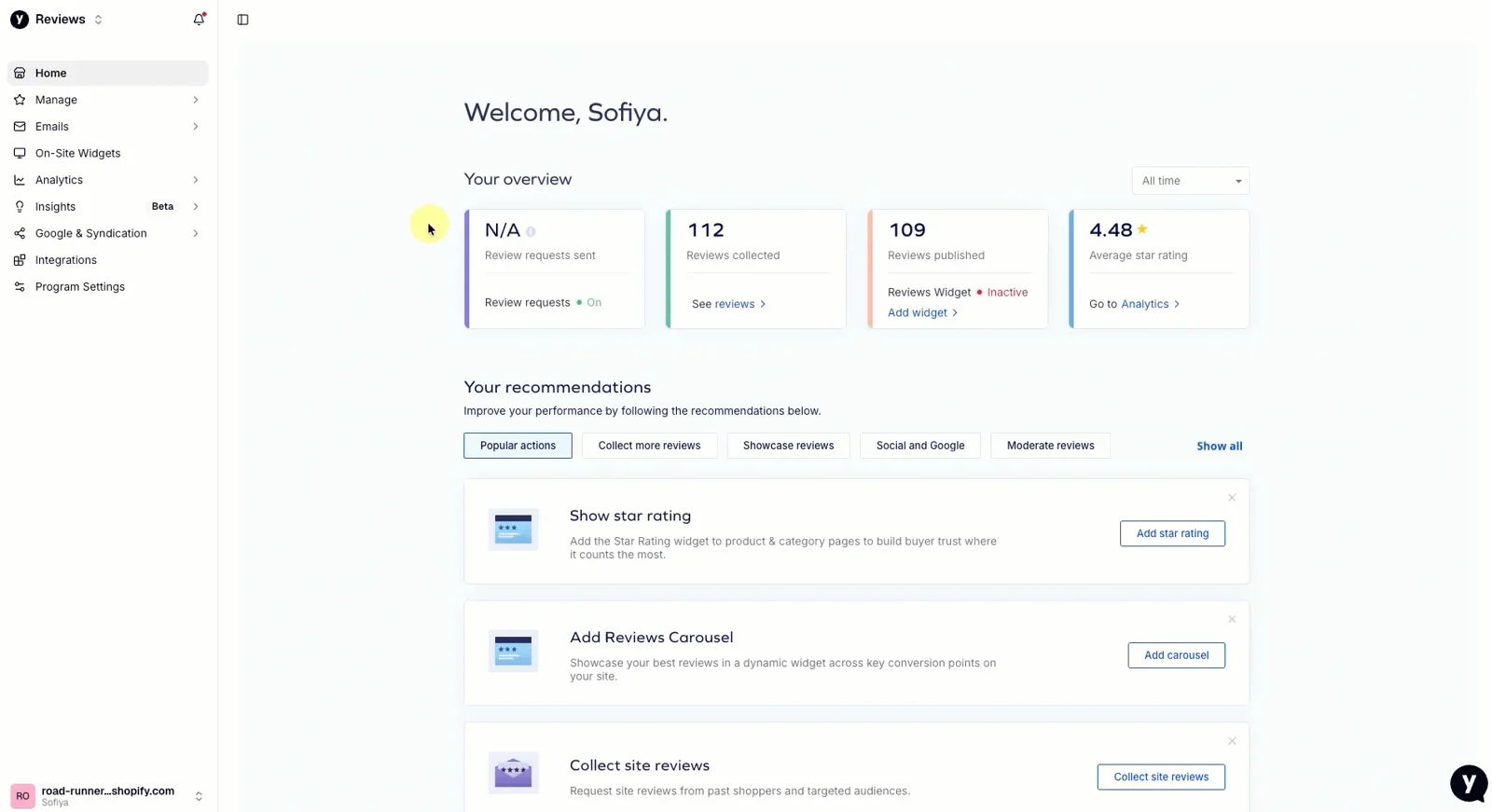 Reviews Dashboard Overview