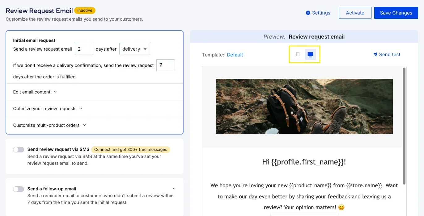 Review Request Email Builder