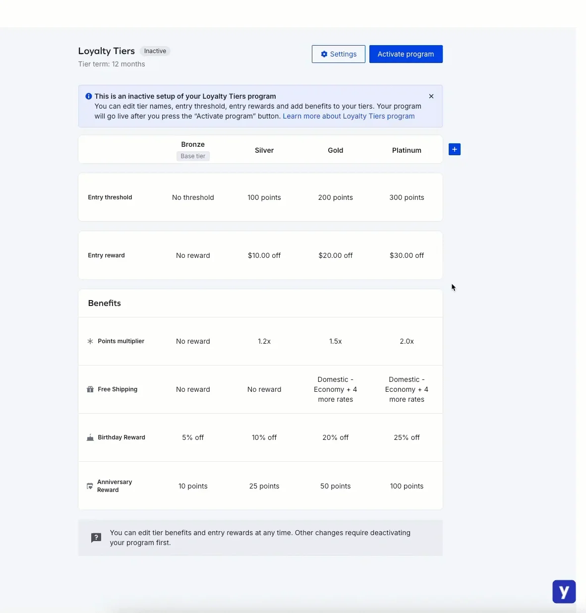 Loyalty Tiers Builder