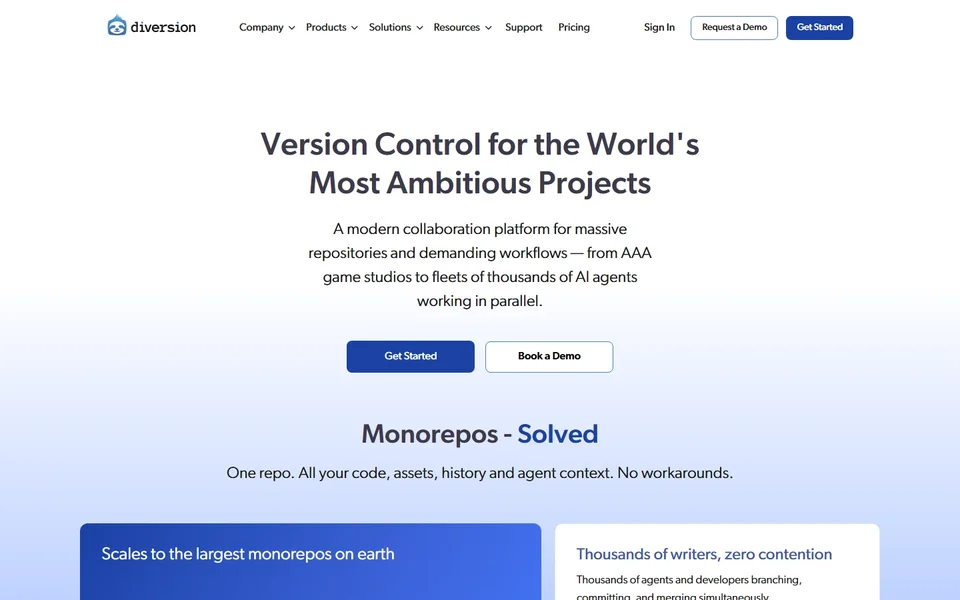 Diversion Homepage With Version Control Headline