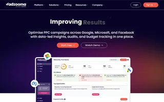 Adzooma Homepage With The Account Dashboard