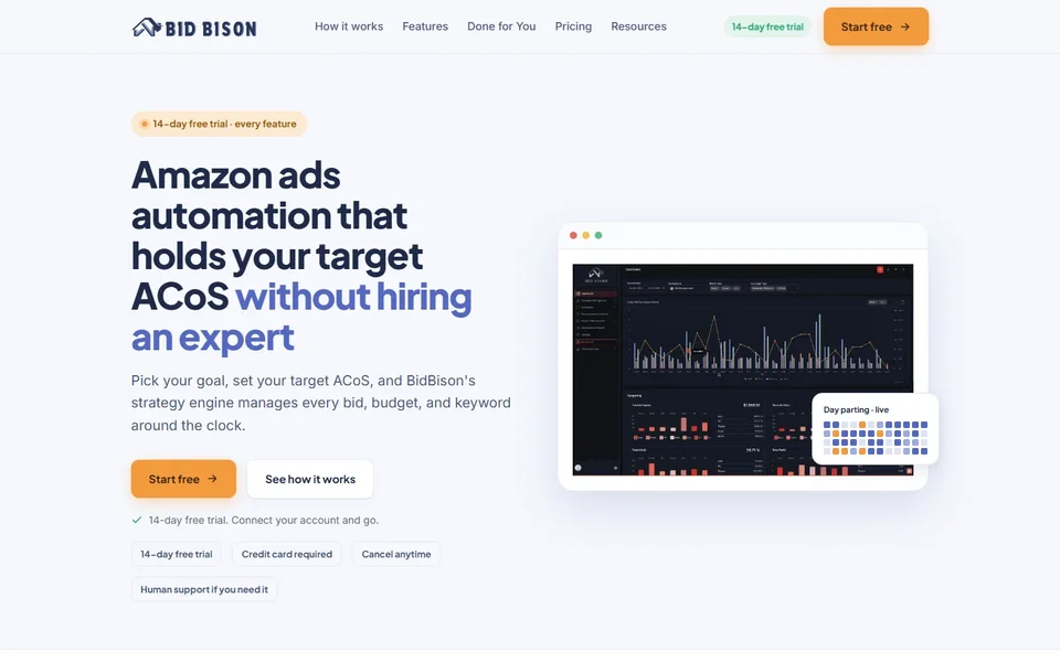 Bidbison Homepage With The Dashboard Preview
