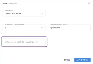 Database Source Configuration Dialog