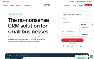 Bigin Homepage With Product Preview