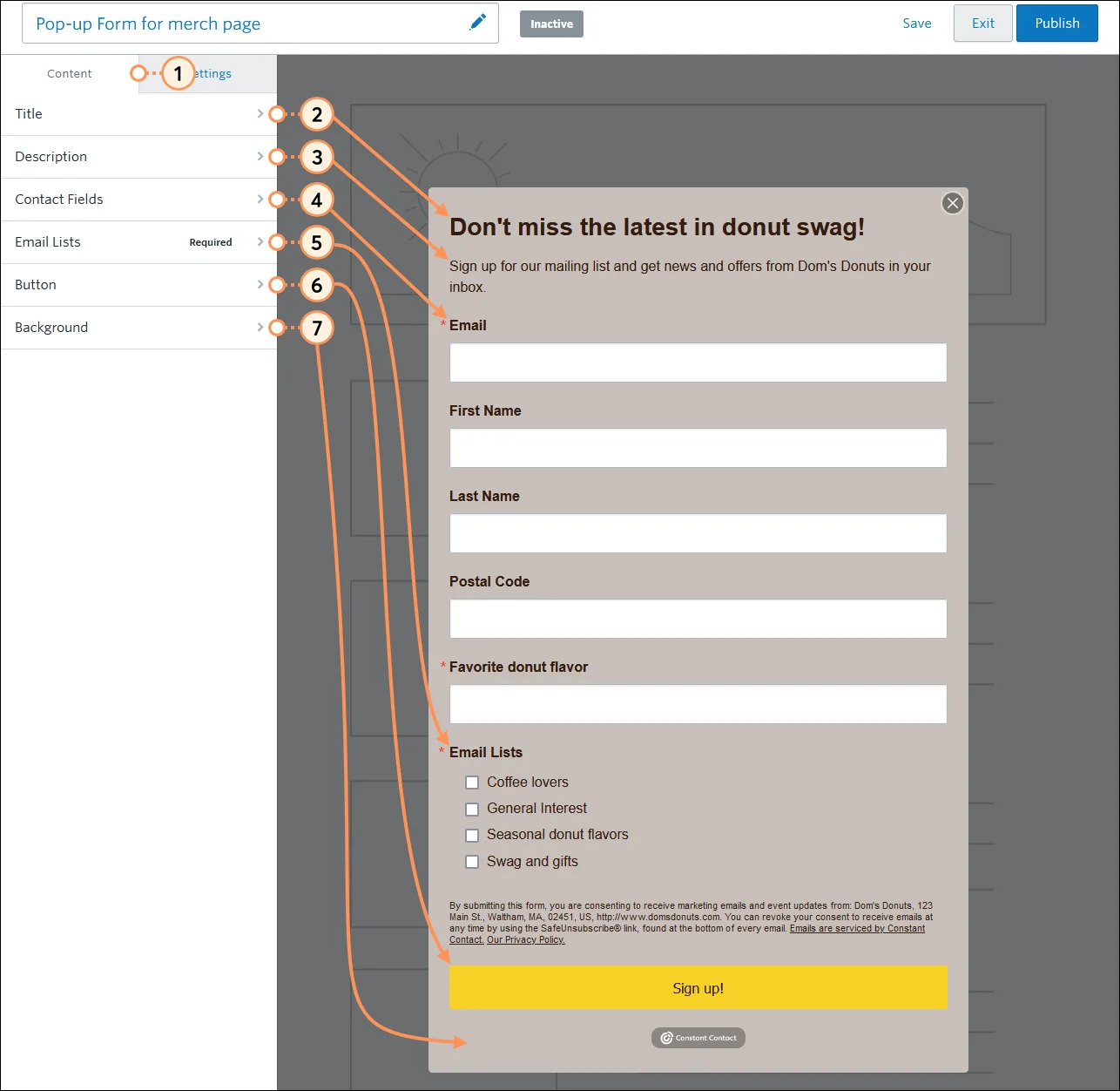 Pop Up Sign Up Form Editor