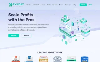 Evadav Homepage With The Scale Profits Headline