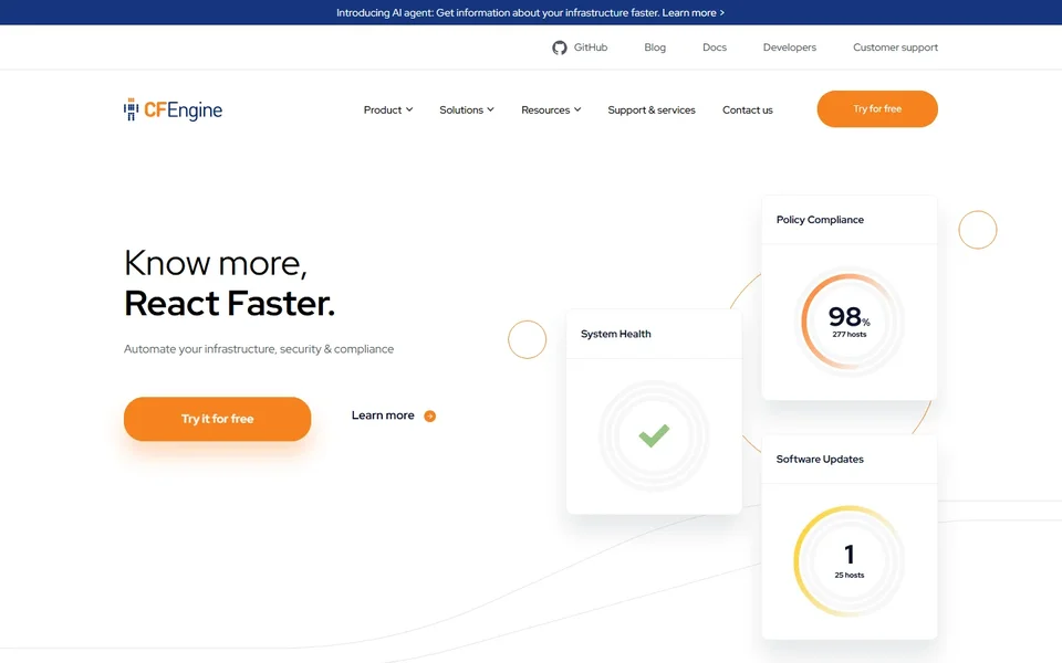 Cfengine Homepage With Policy Compliance Cards