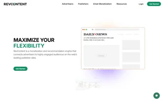 Revcontent Homepage With A Publisher Ad Mockup