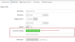 Campaign Settings With Conversion Tracking