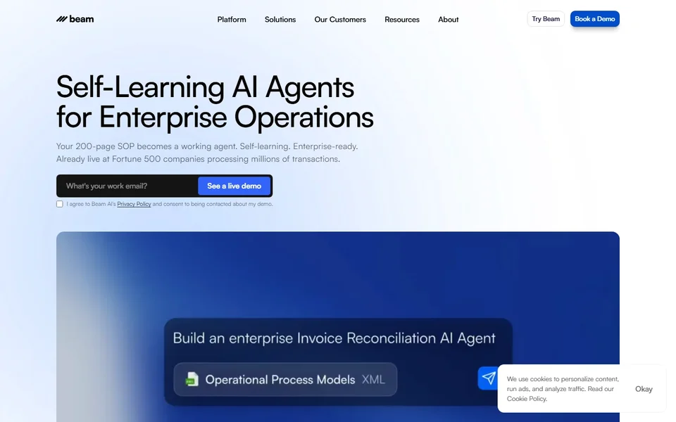 Beam Ai Homepage With An Agent Build Prompt