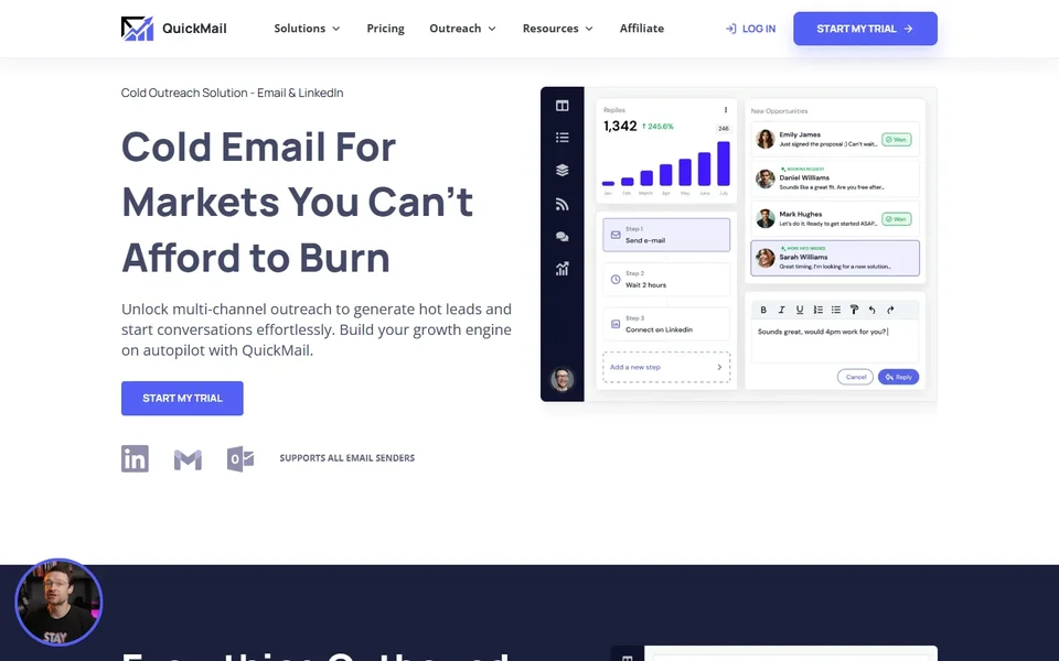 Quickmail Homepage With The Outreach Dashboard