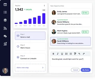 Campaign Steps Beside A Reply Chart