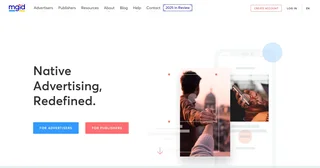 Mgid Homepage With Advertiser And Publisher Links