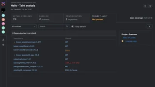 Qodana Project Audit Dependency License Table