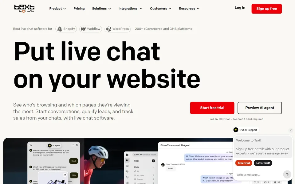 Livechat Homepage With Live Chat Headline